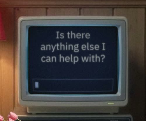 The screen: is there anything else I can help with? Typed below it: not tonight.